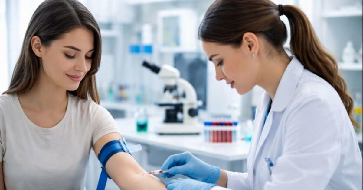 moça fazendo exame referenciando tabela de preço de exame hapvida