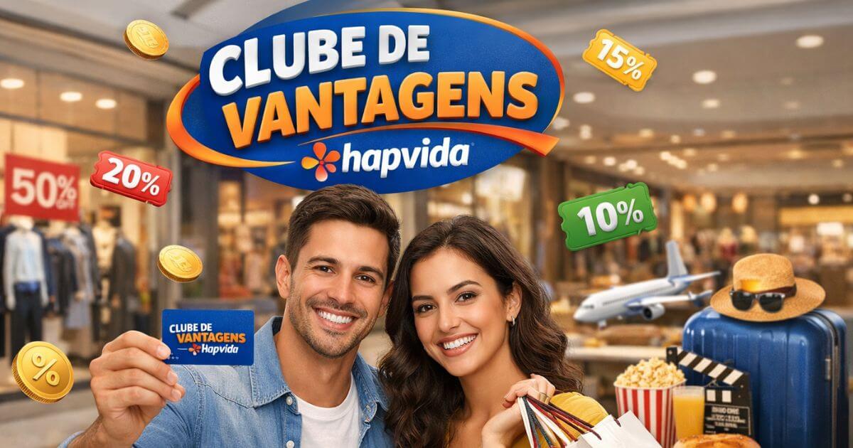 duas pessoas apresentando o clube de vantagens hapvida