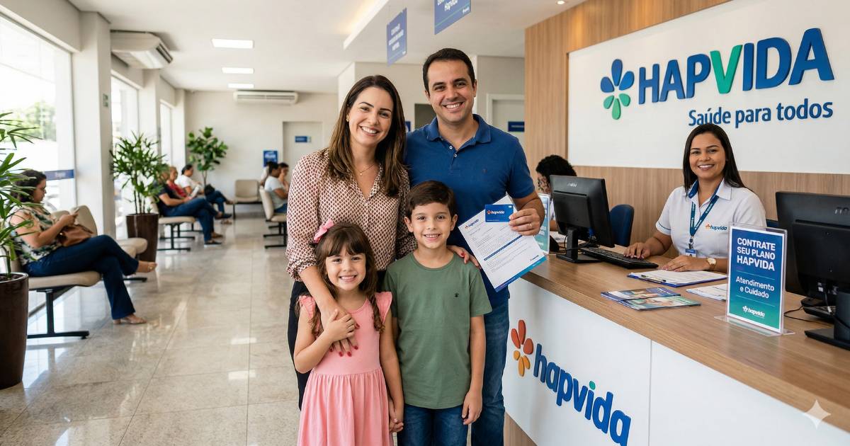 imagem de familia contratando o plano hapvida