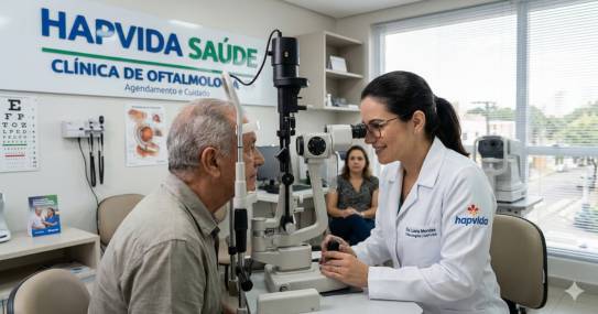 paciente sendo atendido na rede oftalmologica hapvida
