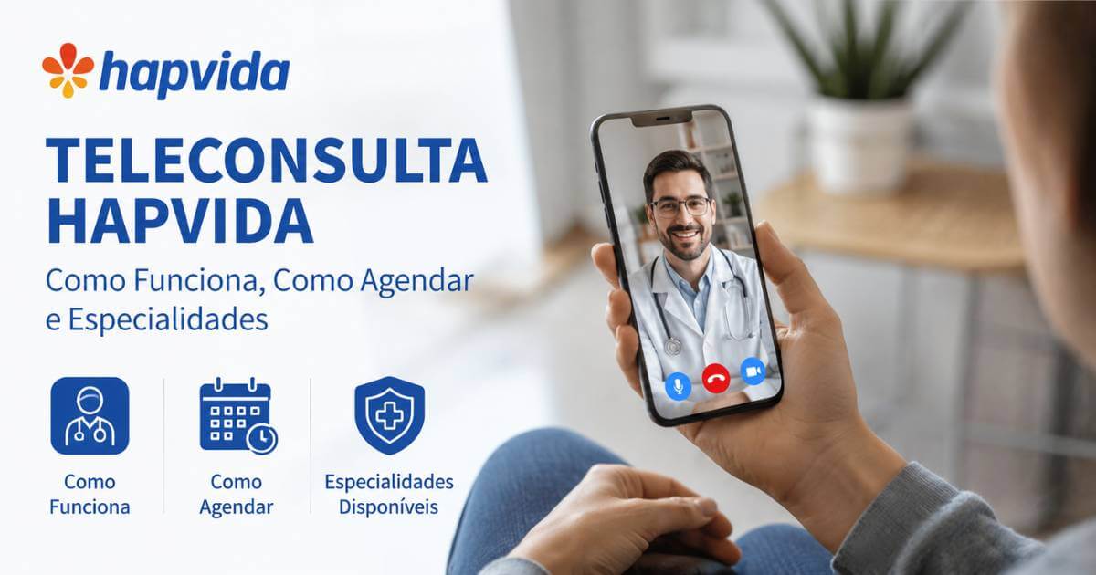 Teleconsulta Hapvida: atendimento médico por vídeo com mais de 30 especialidades, pronto atendimento 24h e prescrição digital válida em todo o Brasil para beneficiários do plano