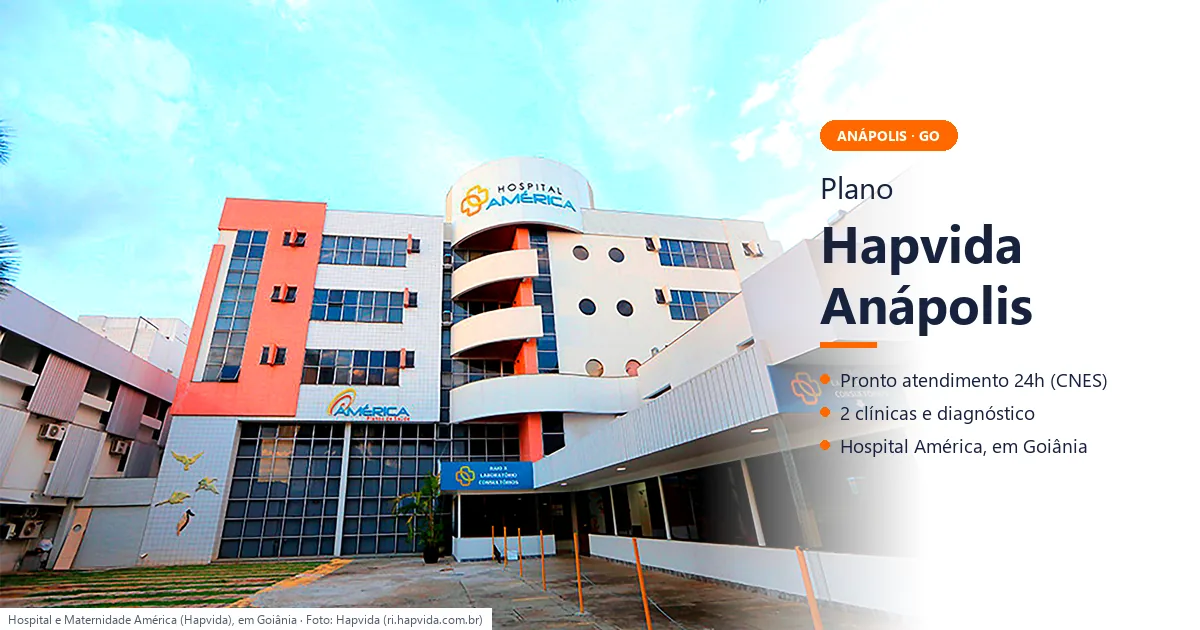 Fachada do Hospital e Maternidade América, da Hapvida, em Goiânia, a 55 km de Anápolis, onde a Hapvida tem pronto atendimento, clínicas e diagnóstico
